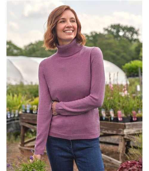 Pull à col roulé ajusté - Femme - Cachemire & mérinos