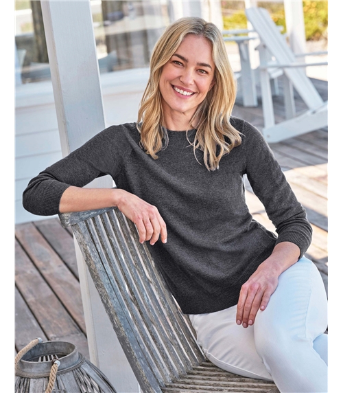Cashmere and Merino Crew Neck Knitted Sweater
