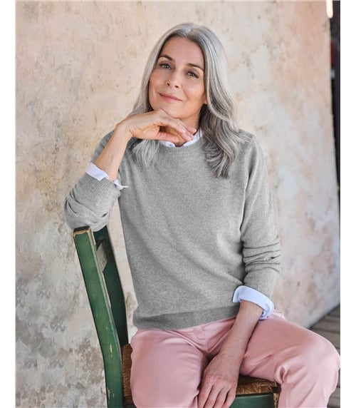 Cashmere and Merino Crew Neck Knitted Sweater