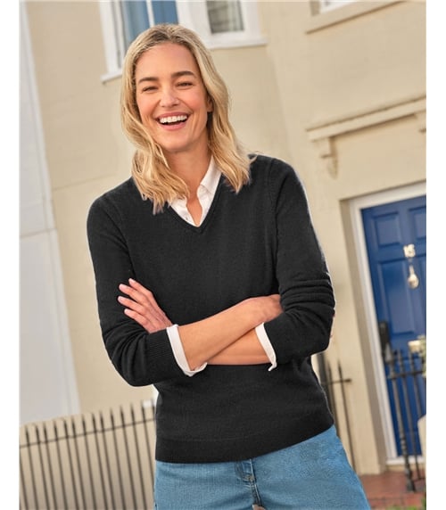 Cashmere & Merino V Neck Knitted Sweater