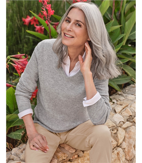 Cashmere & Merino V Neck Knitted Sweater
