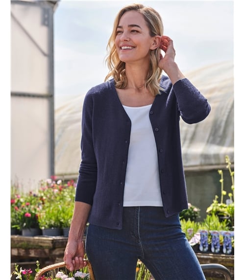 Cashmere Merino Classic V Neck Cardigan