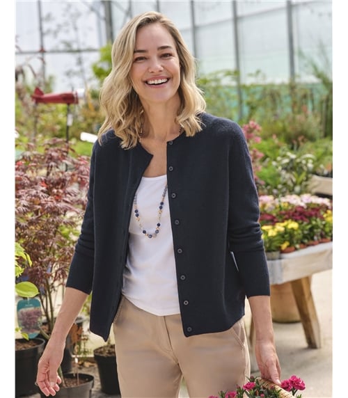Cashmere Merino Crew Neck Cardigan