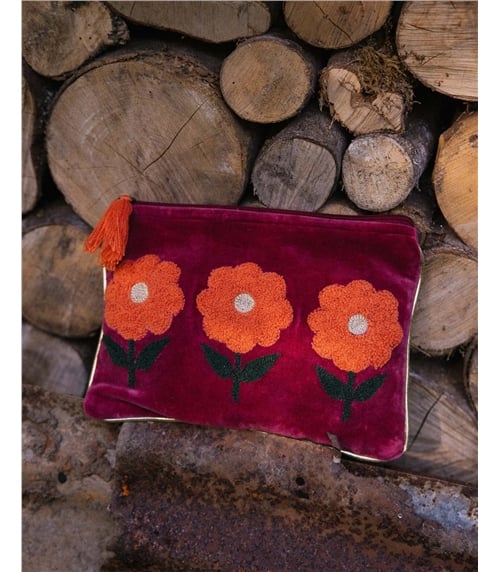 Large Velvet Flower Pouch