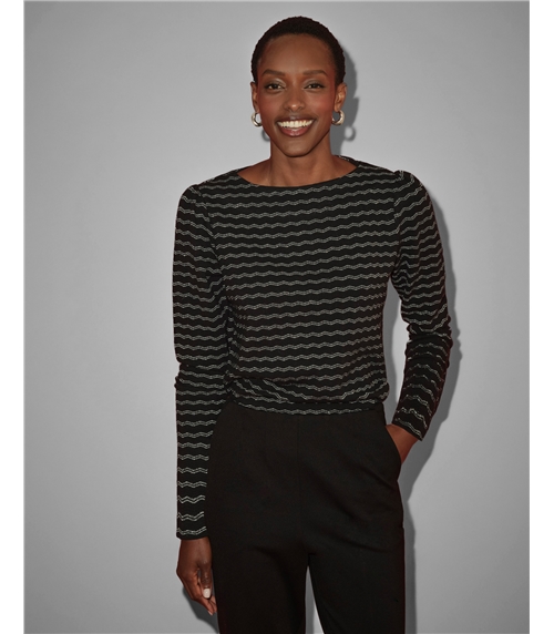 Silver Stripe Jaquard Top