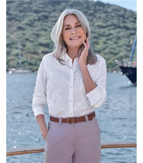 Floral Embroidered Classic Fit Shirt