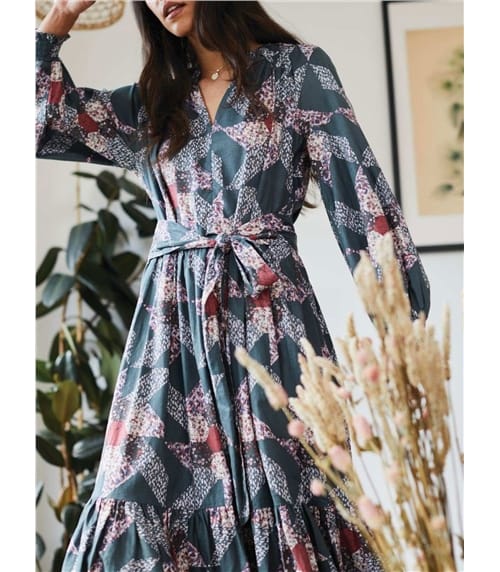 Tarni Hemp Patchwork Midi Dress