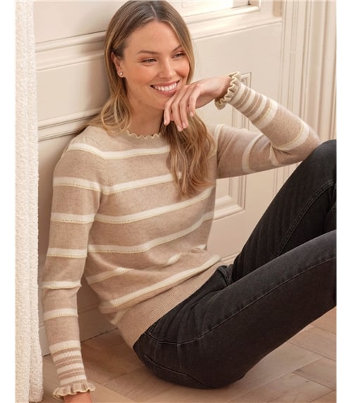 Cashmere Blend Pretty Pointelle Stripe Sweater