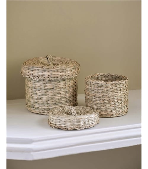Set Of 2 Seagrass Baskets With Lid