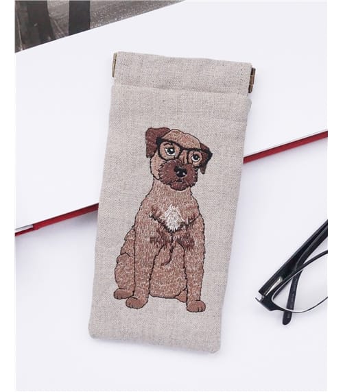 Linen Embroidered Glasses Case
