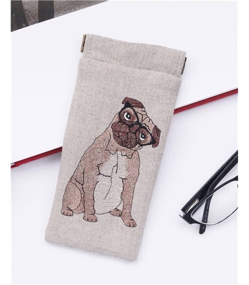 Linen Embroidered Glasses Case