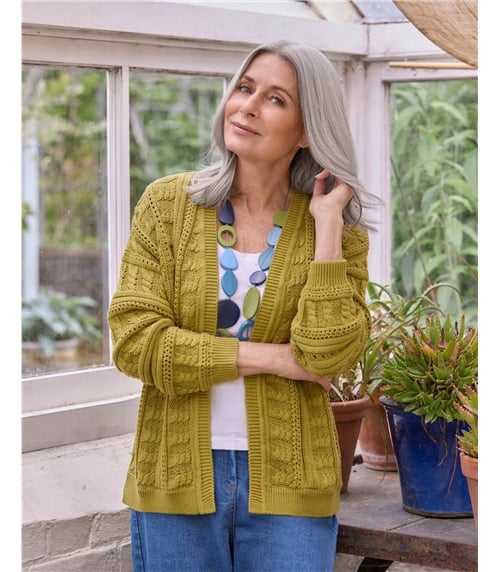 Open Cable Knit Cardigan