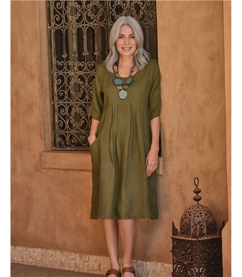 Robe-Tunique à poches - Femme - Pur Lin