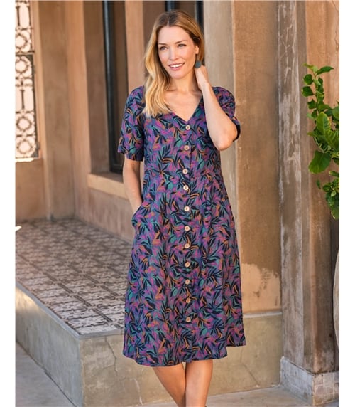 Leinenkleid mit Knopfleiste