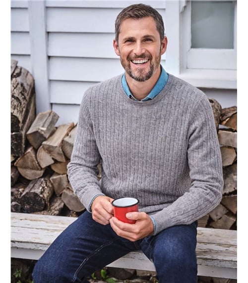 Cashmere and Merino Cable Jumper