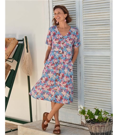 Leinenkleid mit Knopfleiste