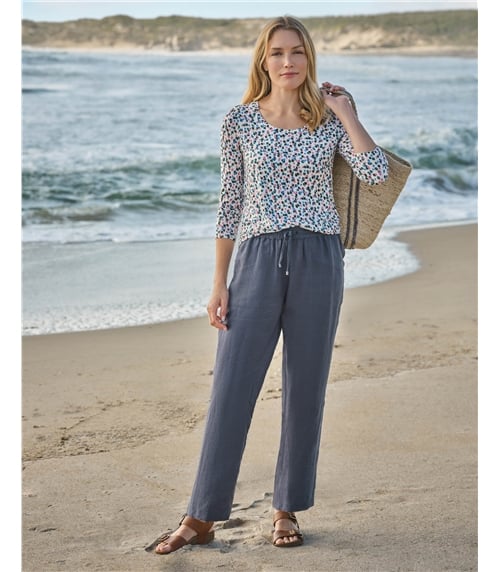 Tapered Leg Linen Trousers