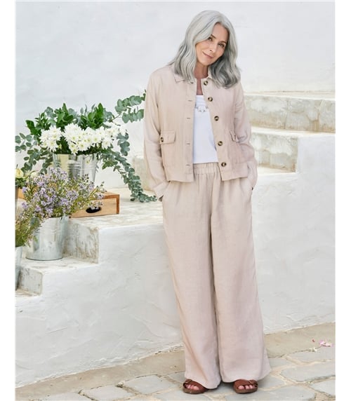 Leinenhose mit weitem Bein