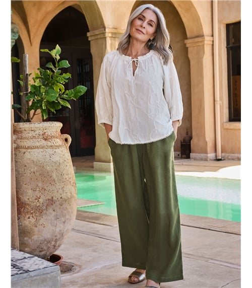 Leinenhose mit weitem Bein