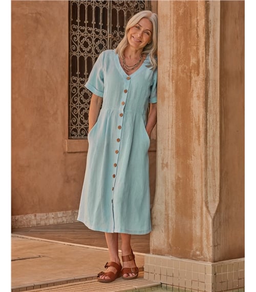 Leinenkleid mit Knopfleiste