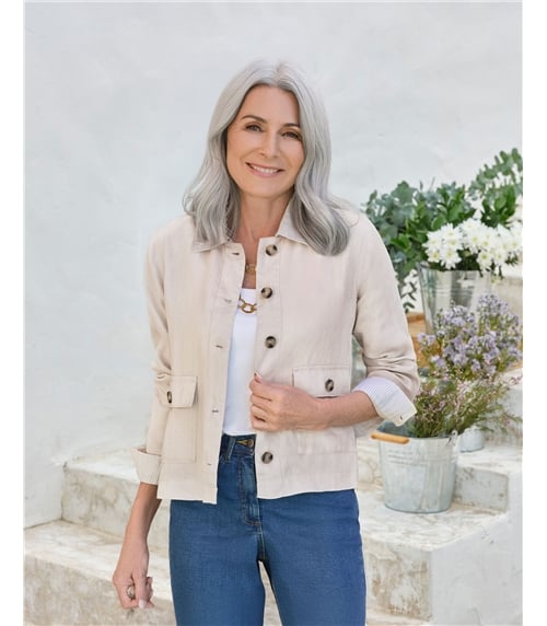 Collared Lightweight Linen Jacket
