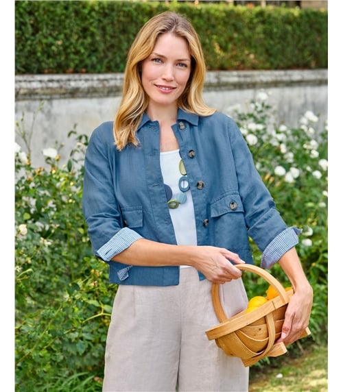 Collared Lightweight Linen Jacket