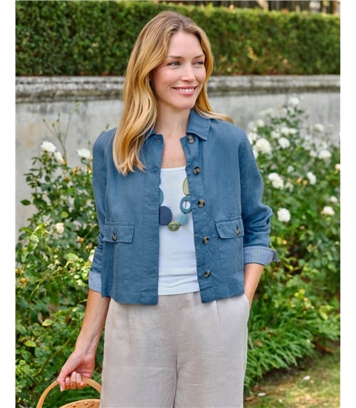 Collared Lightweight Linen Jacket