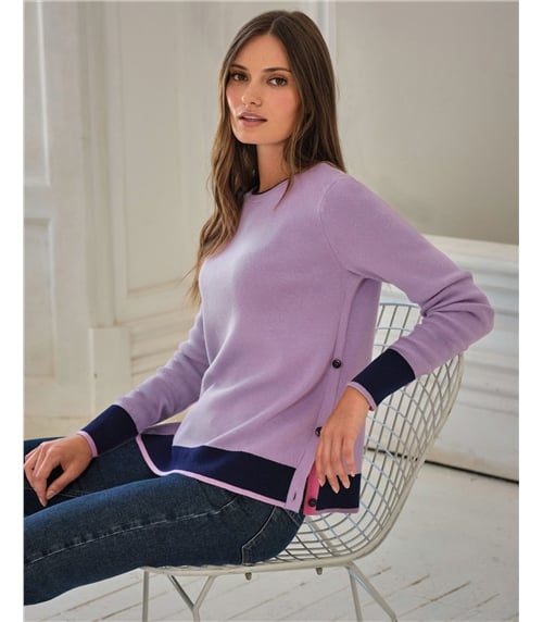 Cotton Cashmere Tipped Sweater