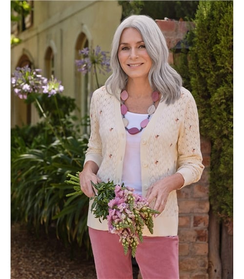 Ditsy Floral Pointelle Cardigan