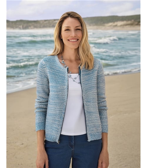 Textured Yarn Zip Cardigan