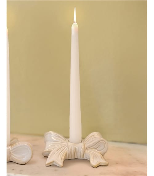 Glazed Ceramic Double Loop Bow Candle Holder