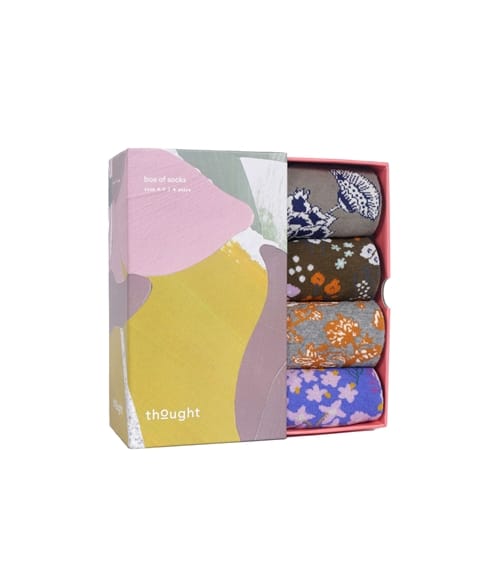 Womens Floral Box of 4 Organic Cotton Socks