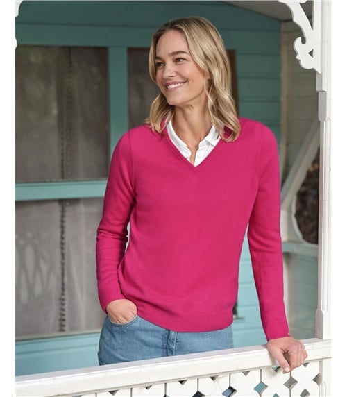 Cashmere & Merino V Neck Knitted Jumper