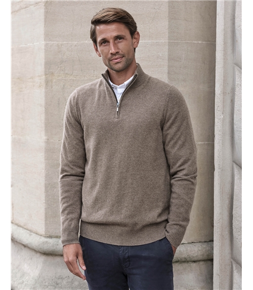 Mens Cashmere Zip Neck Sweater
