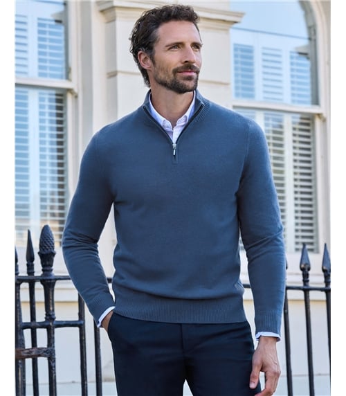 Mens Cashmere Zip Neck Sweater