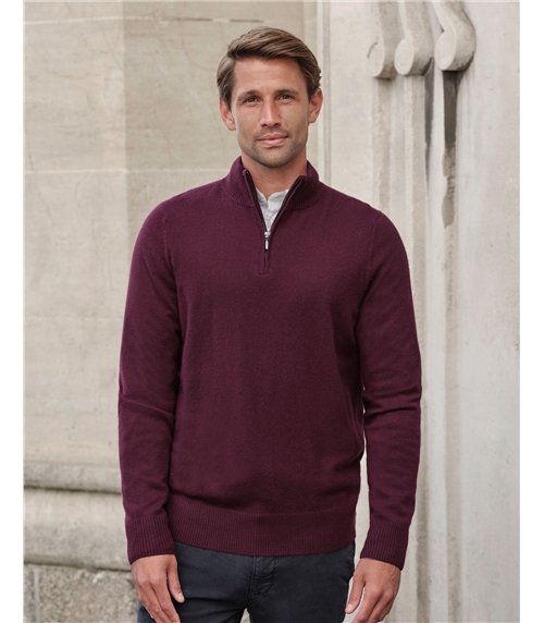 Mens Cashmere Zip Neck Sweater