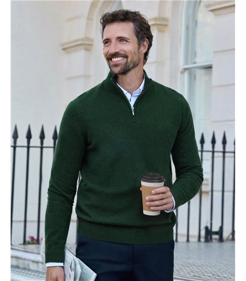 Mens Cashmere Zip Neck Sweater