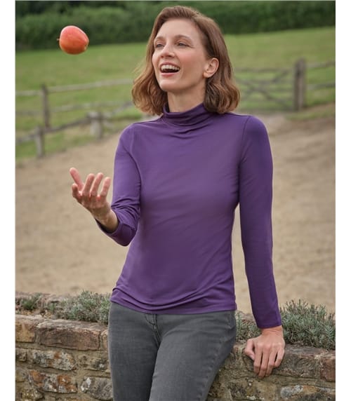 Jersey Slim Polo Neck Top