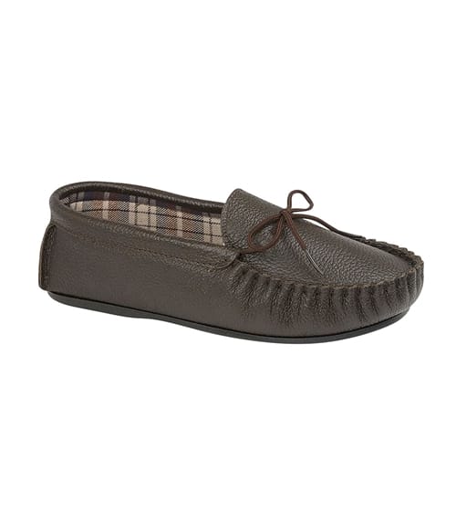 Mens Leather Moccasin Slippers