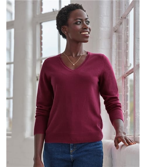 Kaschmirpullover mit V-Ausschnitt