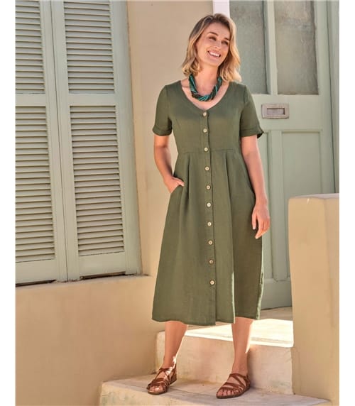 Leinenkleid mit Knopfleiste