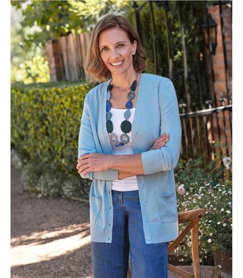 Cardigan long à col en V - Femme