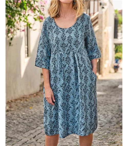 Womens Linen Pocket Tunic Dress