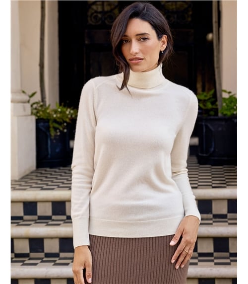 Womens Cashmere Polo Neck Sweater