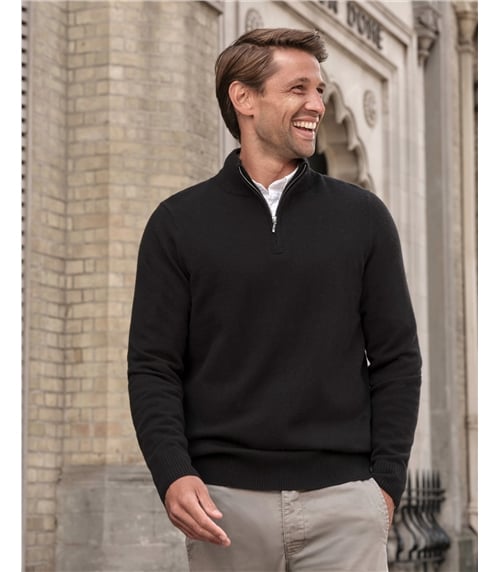 Mens Cashmere Zip Neck Sweater