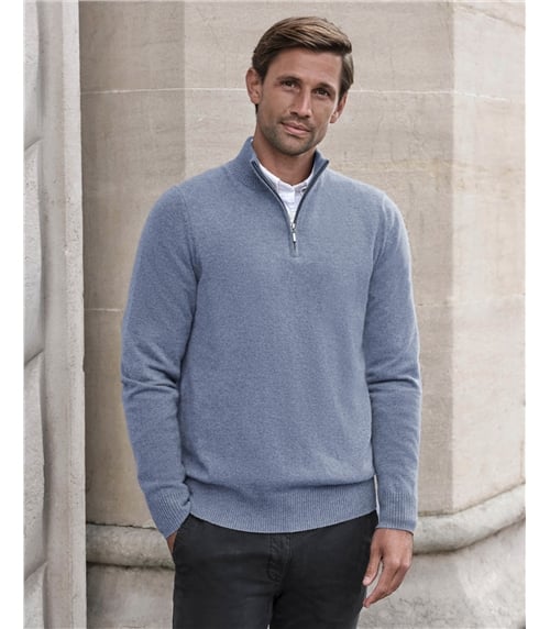 Mens Cashmere Zip Neck Sweater