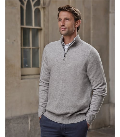 Mens Cashmere Zip Neck Sweater