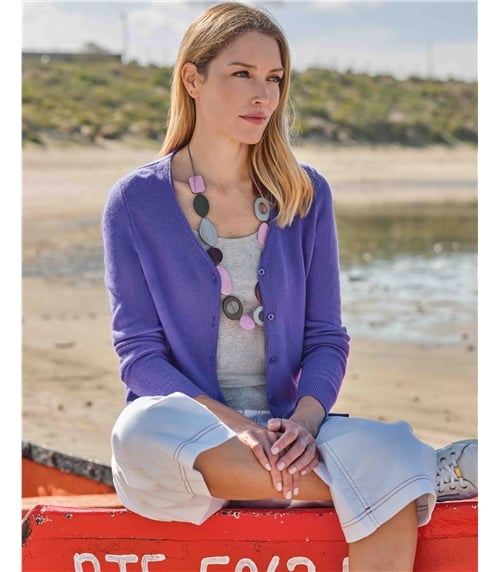 Cashmere Merino Classic V Neck Cardigan