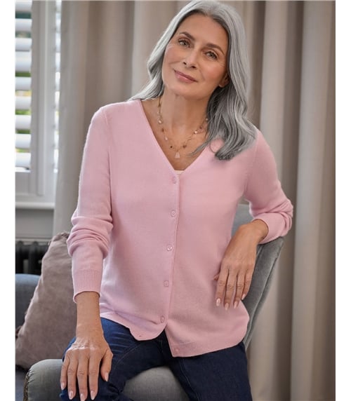 Cashmere Merino Classic V Neck Cardigan