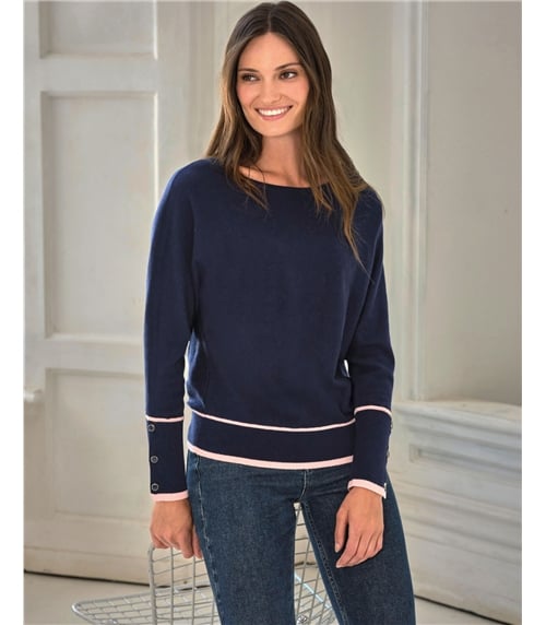 Tipped Dolman Button Sweater